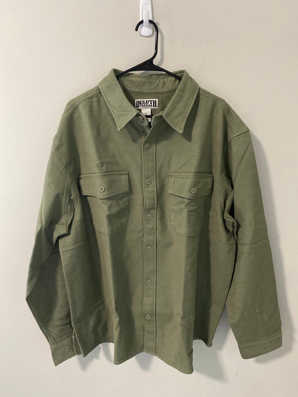 New Duluth Trading Officer's Slub Sateen Shirt Jac Men's XLG NWT, Olive Green